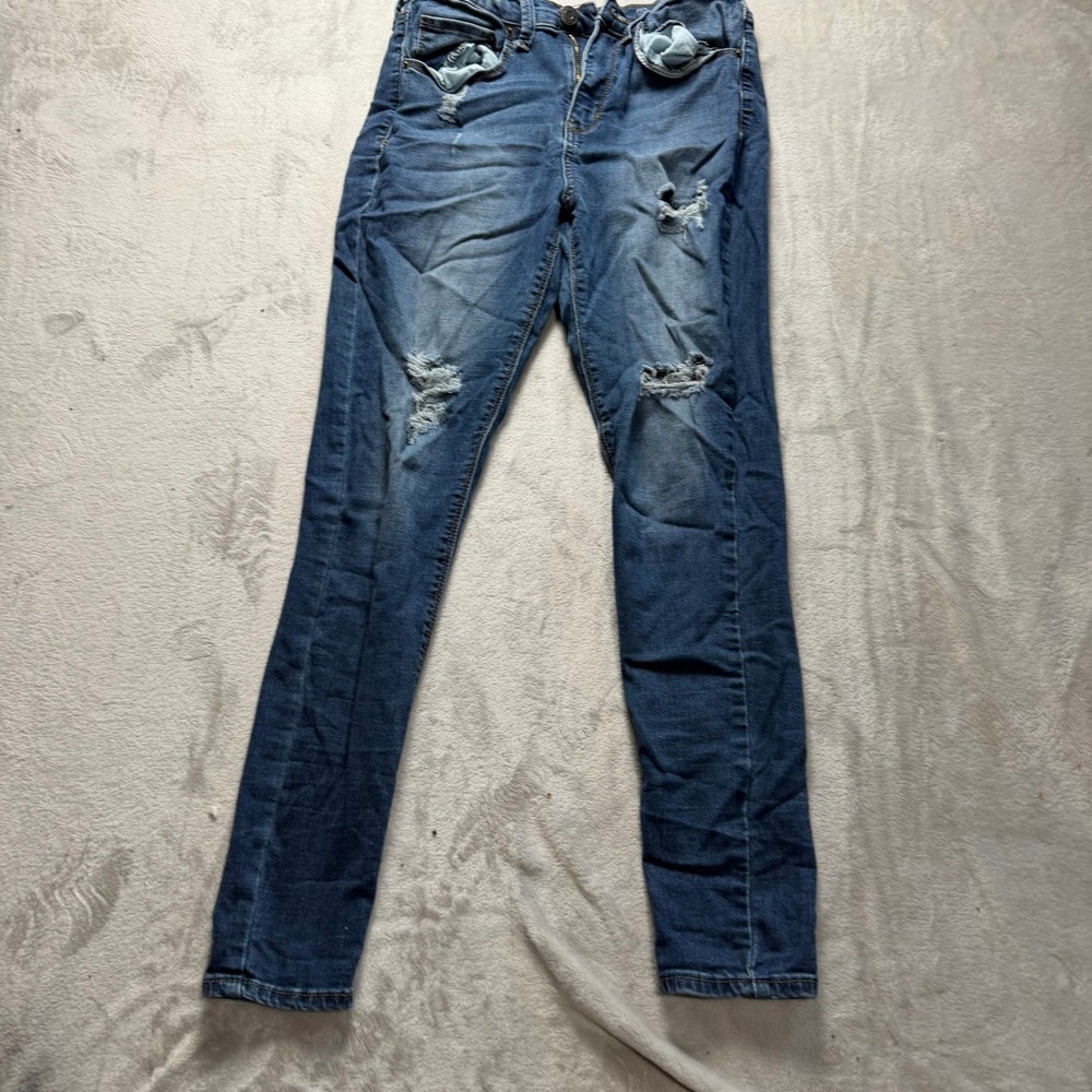 Mudd Jeans Women's Size 9 Blue Distressed‎ Skinny Leg FLX Stretch Denim Pants